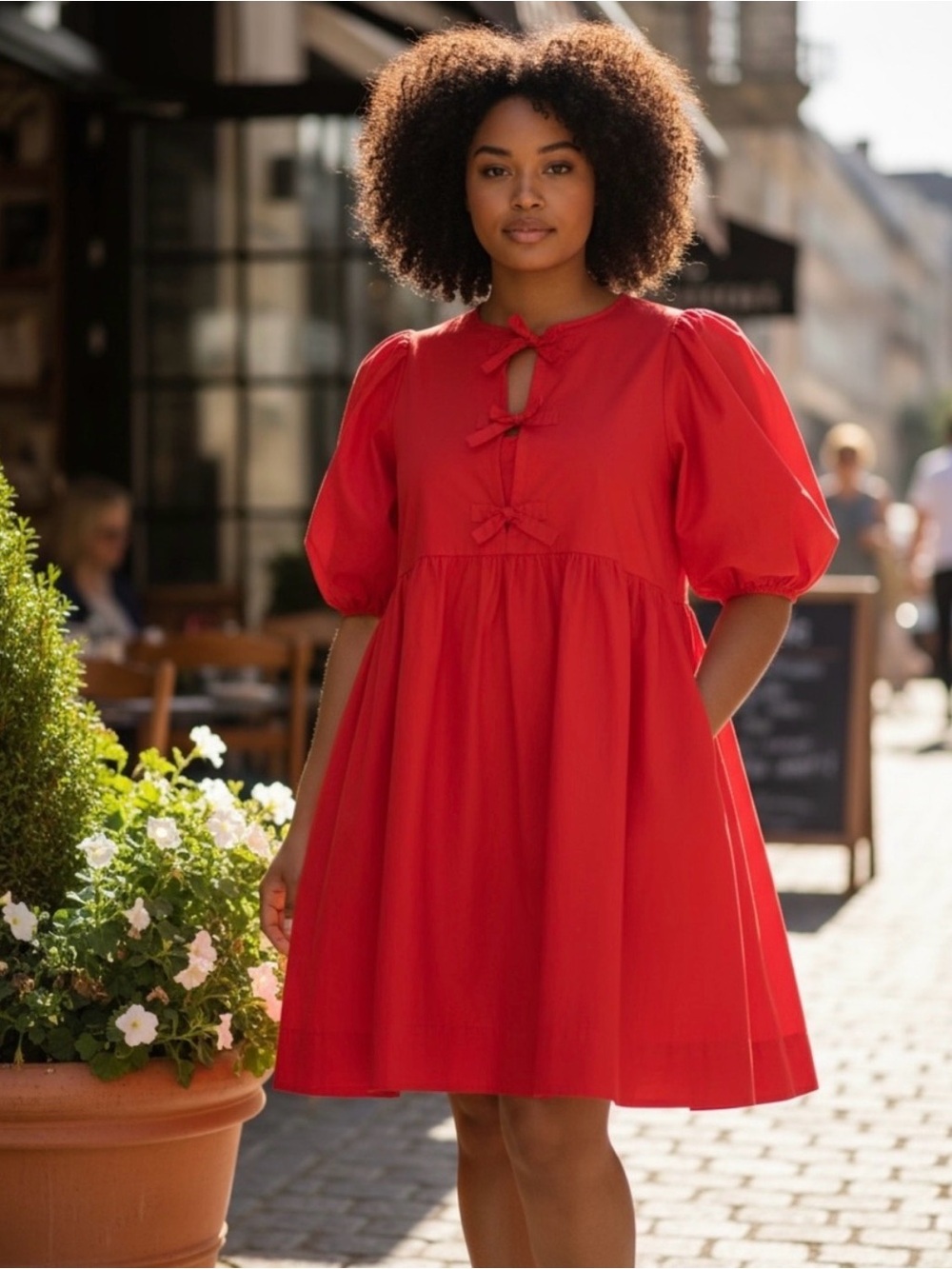Babydoll Cherry Red Mini Dress